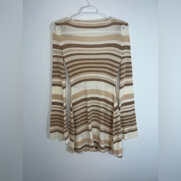 MESHKI Zahra Long Sleeve Open Back Mini Knit Dress - Cream - Picture 4 of 16